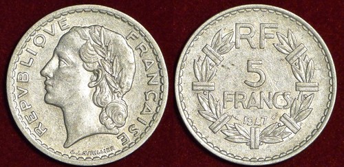 France francs 1947 - 5, "9"