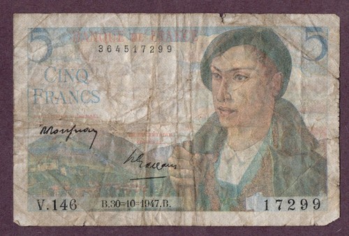 Francia banconota franchi - francia, 5