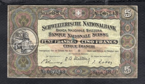Suisse francs 1947 etat tb - francs,
