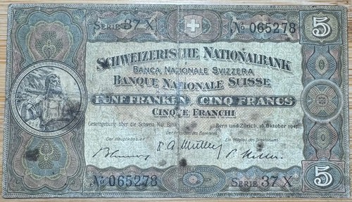 Suisse billet francs - suisse, 5
